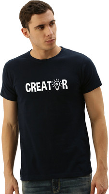London Crew Graphic Print Men Round Neck Navy Blue T-Shirt