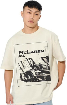 miller johnson Graphic Print Men Round Neck Beige T-Shirt