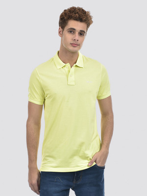 NUMERO UNO Solid Men Polo Neck Green T-Shirt