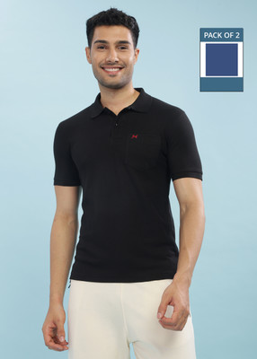 Force NXT Solid Men Polo Neck Multicolor T-Shirt