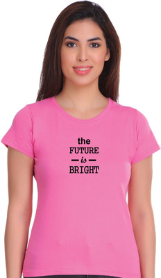 APE Typography Women Round Neck Pink T-Shirt
