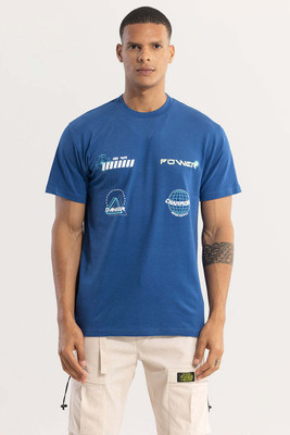 Snitch Printed Men Crew Neck Blue T-Shirt