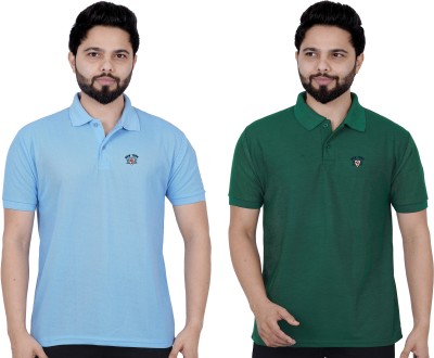 La Milano Printed Men Polo Neck Dark Green, Blue T-Shirt