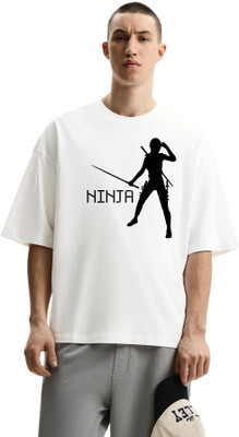 fashnobic Self Design Men Round Neck White T-Shirt