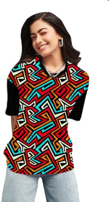 THE BLAZZE Printed Women Round Neck Multicolor T-Shirt