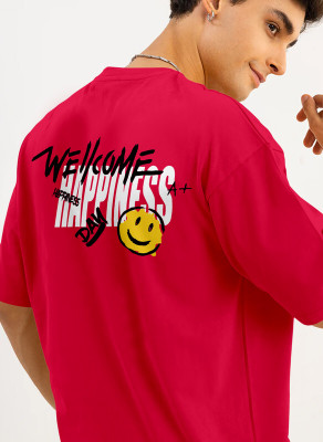 Triptee Printed, Typography Men Round Neck Red T-Shirt