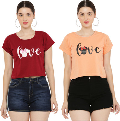 Priya Point Printed Women Round Neck Multicolor T-Shirt