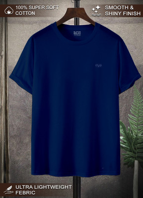 SUPERSQUAD Solid Men Round Neck Dark Blue T-Shirt