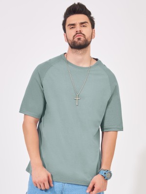 MANIAC Solid Men Round Neck Green T-Shirt