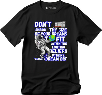 AMARAAMEE Printed Men Round Neck Black T-Shirt