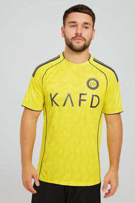 privic Printed Men Polo Neck Yellow T-Shirt