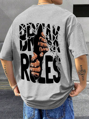 TripBroz Graphic Print Men Round Neck Grey T-Shirt
