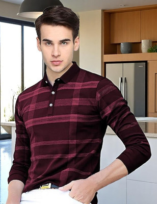 Autna Printed Men Polo Neck Maroon T-Shirt