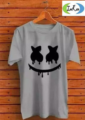 Leekan Printed Men Round Neck Grey T-Shirt