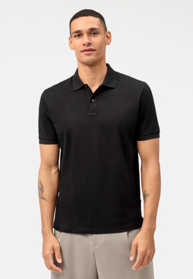 SOULSTITCH Solid Men Polo Neck Black T-Shirt