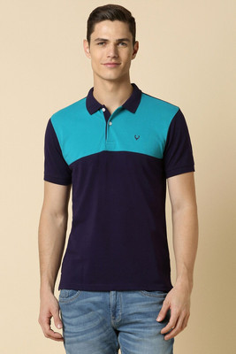 Allen Solly Colorblock Men Polo Neck Blue T-Shirt