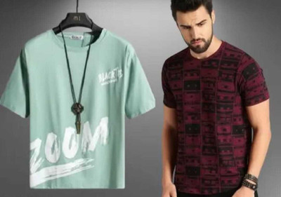 Magpy Printed Men Round Neck Maroon T-Shirt