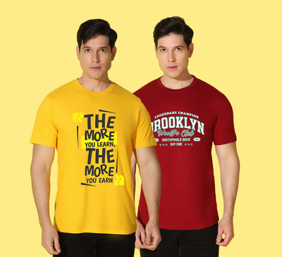 WOOSTRO Printed Men Round Neck Multicolor T-Shirt