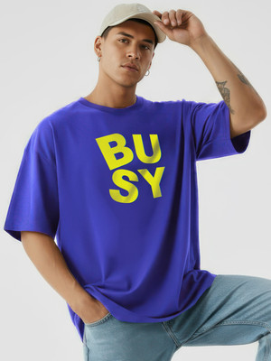 Fflirtygo Printed Men Round Neck Blue T-Shirt