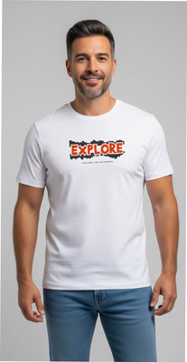 VIBESandNATION Printed Men Round Neck White T-Shirt