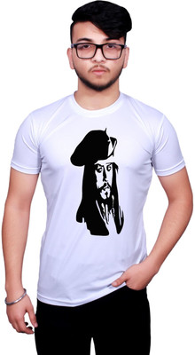 KRYONIX Printed Men Polo Neck White T-Shirt