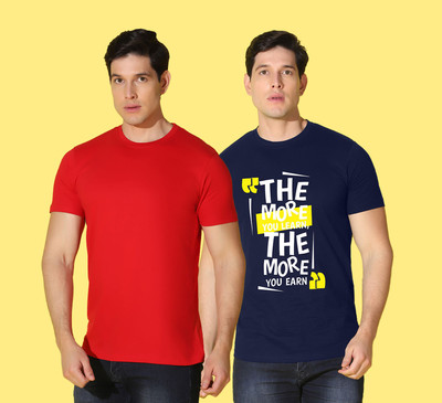 WOOSTRO Printed Men Round Neck Multicolor T-Shirt