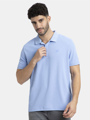 JOCKEY Solid Men Polo Neck Blue T-Shirt