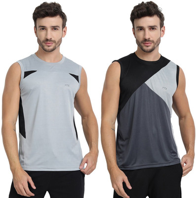 FTX Solid Men Round Neck Grey T-Shirt