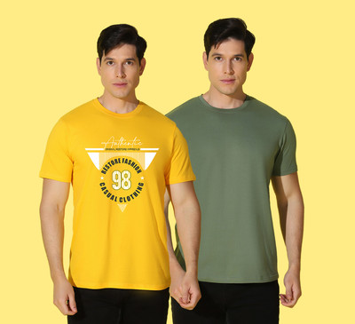 WOOSTRO Typography Men Round Neck Multicolor T-Shirt