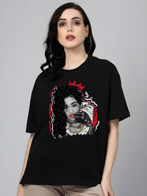 Moda Rapido Graphic Print Women Round Neck Maroon T-Shirt