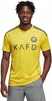Thiva Printed Men V Neck Yellow T-Shirt