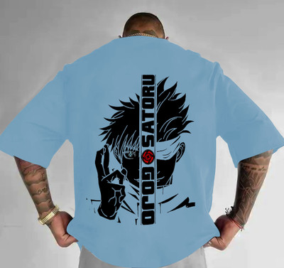 TeeBrozz Printed Men Round Neck Light Blue T-Shirt