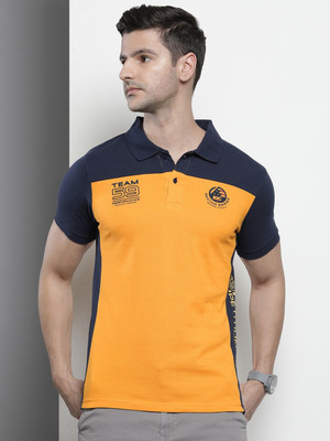The Indian Garage Co. Typography Men Polo Neck Yellow T-Shirt