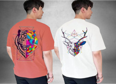 Lecowar Graphic Print Men Round Neck White T-Shirt