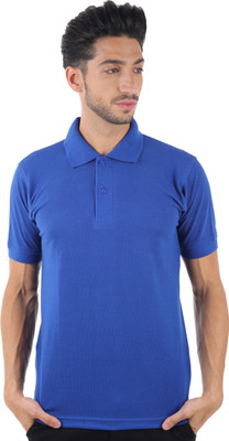 Burdy Solid Men Polo Neck Blue T-Shirt
