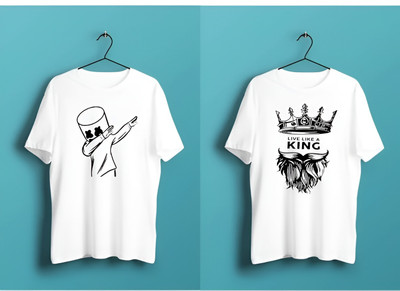 MAVIGE Printed Men Round Neck White T-Shirt