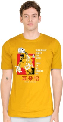 Be Crazy Printed, Typography Men Round Neck Yellow T-Shirt
