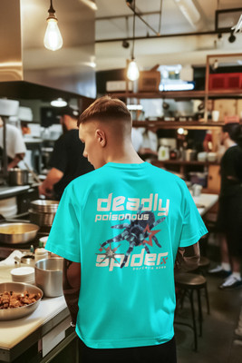 TheLyra Printed Men Round Neck Blue T-Shirt