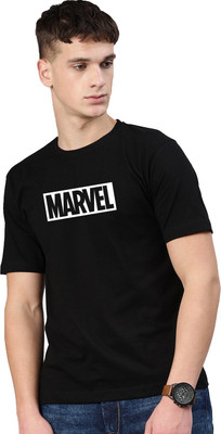 Aman Textile Printed Men Round Neck Black T-Shirt