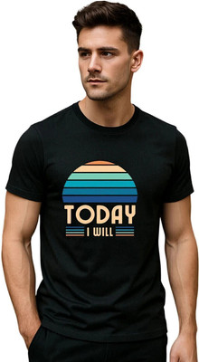 Fabc Typography Men Round Neck Black T-Shirt