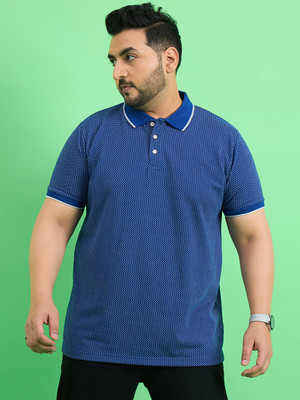 bigbanana Printed Men Polo Neck Blue T-Shirt