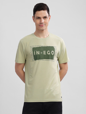 INEGO Graphic Print Men Round Neck Reversible Green T-Shirt