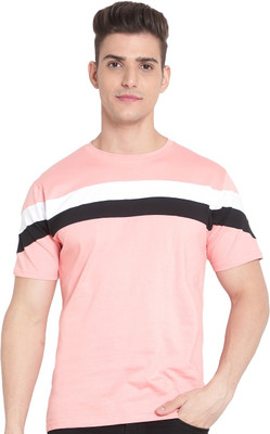 RAWKISH Colorblock Men Round Neck Pink T-Shirt