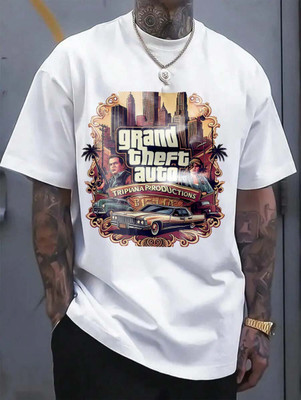 Relva Graphic Print Men Round Neck White T-Shirt