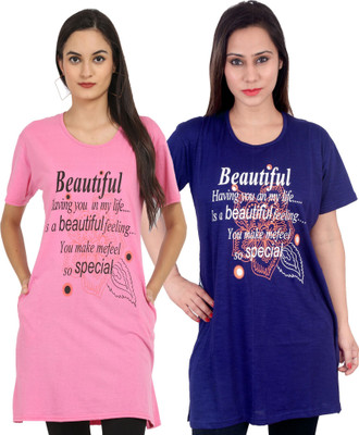HouseOfCommon Printed Women Round Neck Multicolor T-Shirt