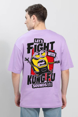 Clickwell Trend Printed, Typography Men Round Neck Purple T-Shirt