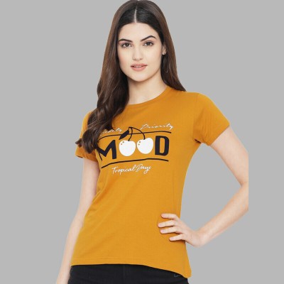 METRONAUT Typography Women Round Neck Yellow T-Shirt