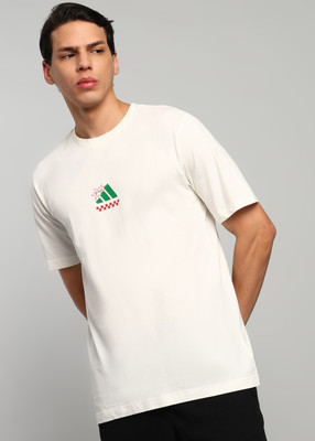 ADIDAS Solid Men Round Neck White T-Shirt