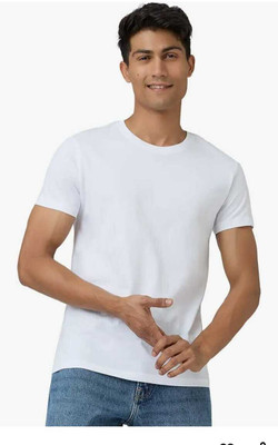 Mohan Kumar Solid Men Round Neck White T-Shirt
