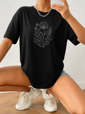 SZN Printed Women Round Neck Black T-Shirt